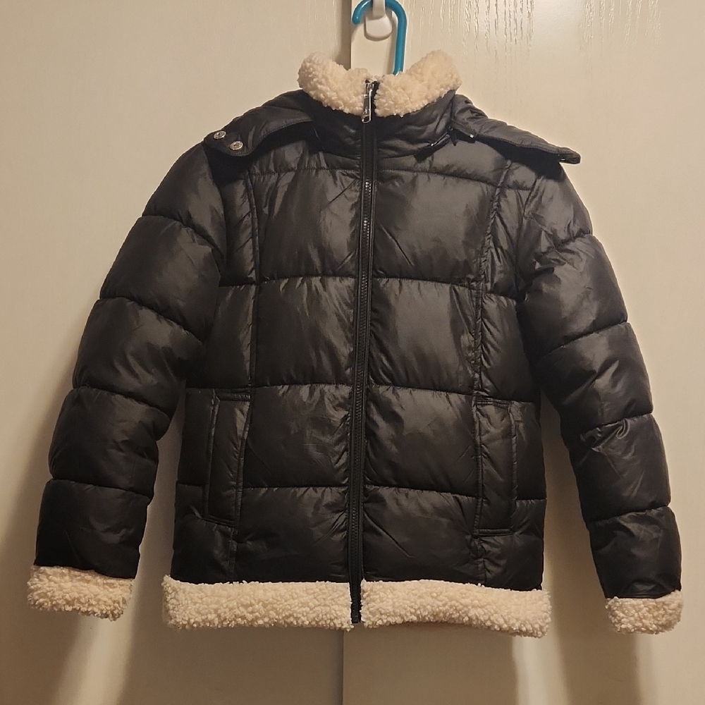 Sam Edelman Black Puffer Jacket with Cream Accents